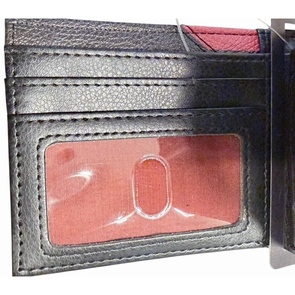 New Ed Hardy Men's Bifold Wallet Red Faux Leather Panther Dragon Heart Tattoo